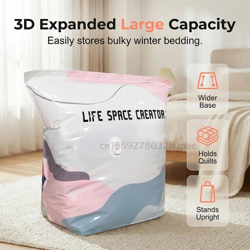 5 Pcs No-Pump Vacuum Storage Bags, Pump-Free Large Capacity Vacuum Storage Bags, Large Vacuum Compression Bags without a Pump fo
