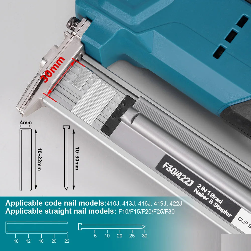 Pistolet à clous électrique sans balais YOFIDRA F30 422J 2 en 1, agrafeuse multifonction, outil électroportatif pour batterie Makita 18V