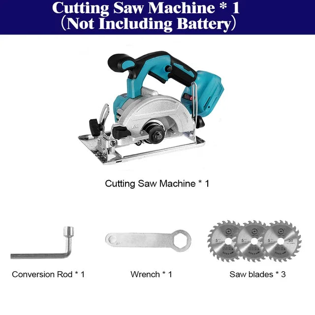ONEVAN 5Inch Brushless Wireless Electric Circular Saw 125mm Angle Adjustbale Wood Cutting Power Tool For Makita 18V Battery Pin