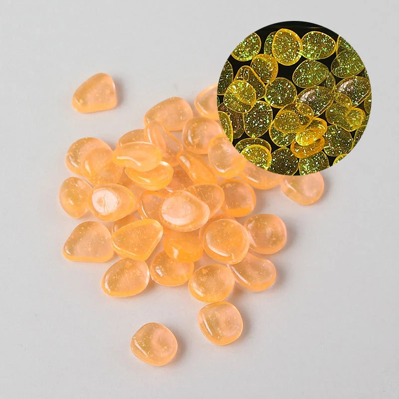 100pcs Luminous Stones in The Dark Pebbles Stones for Fish Tank Aquarium Aquatic Landscape Home Decor 2cm