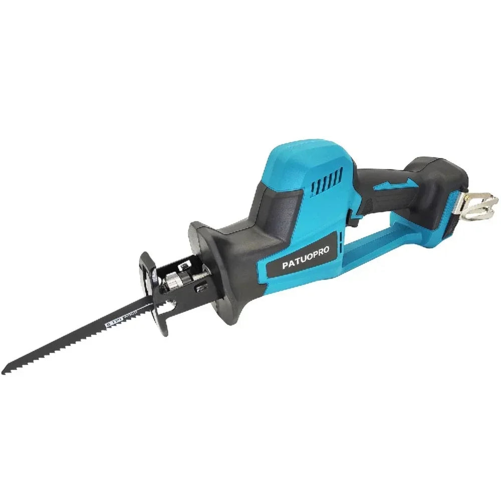 255 mm borstelloze elektrische reciprozaag met 4 zaagbladen, snoerloos, instelbare snelheid, voor PVC-buizen en hout, geschikt voor Makita 18V-accu