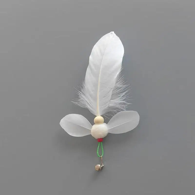 Lot de 3/5 plumes d'insectes artificiels de couleurs aléatoires, accessoires pour jouets à teaser pour chat, têtes de rechange pour cannes à pêche pour animaux