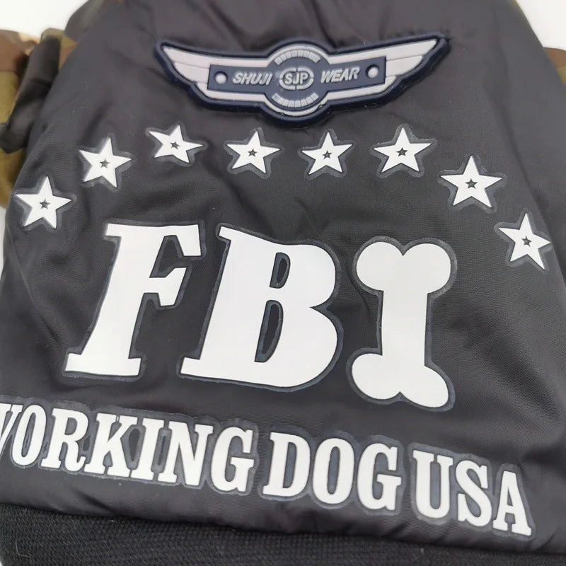 Cool FBI Pet Dog Clothes Overall Thickening Dog Puppy Jumpsuit Costume Warm Winter Clothing For Boy Dogs Ropa Para Perros