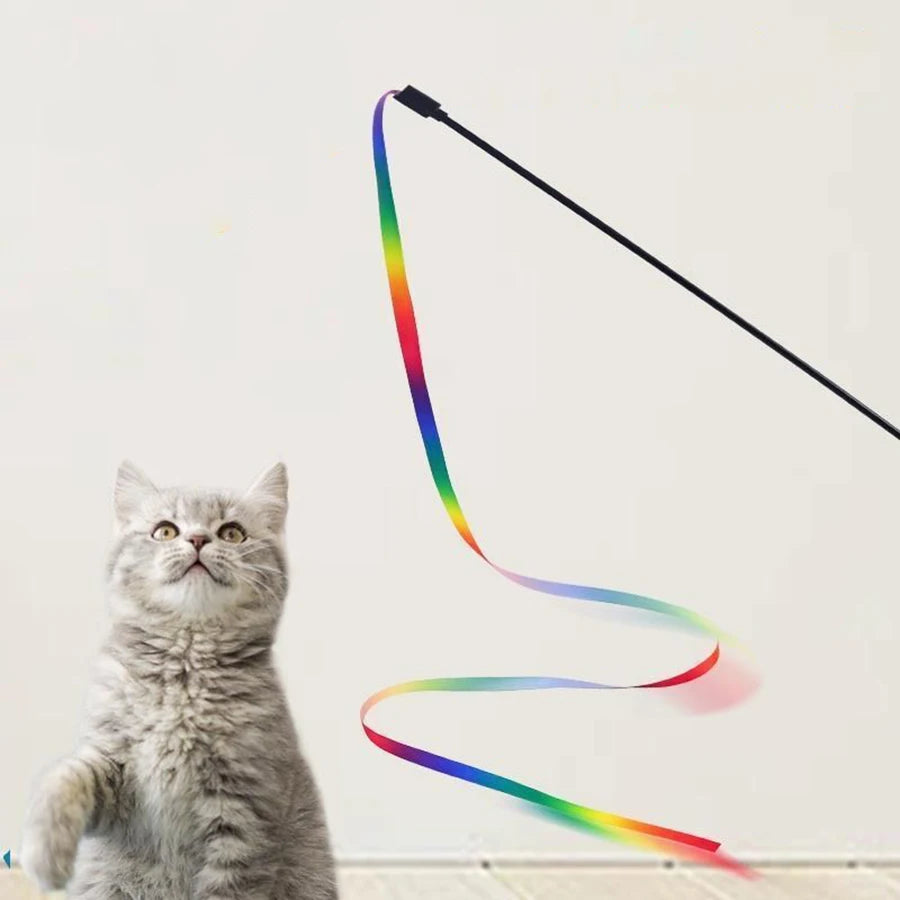 3/5 PCs Interactive Cat Teaser Wand Toy Colorful Cat Stick toys Pet Boredom Relief Toys for Cats Kitten Teaser Toy Pet Supplies