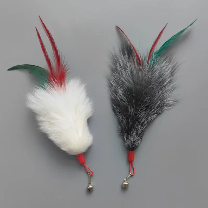 2 recharges de jouets à plumes pour chat, couleur aléatoire, jouet interactif pour chaton