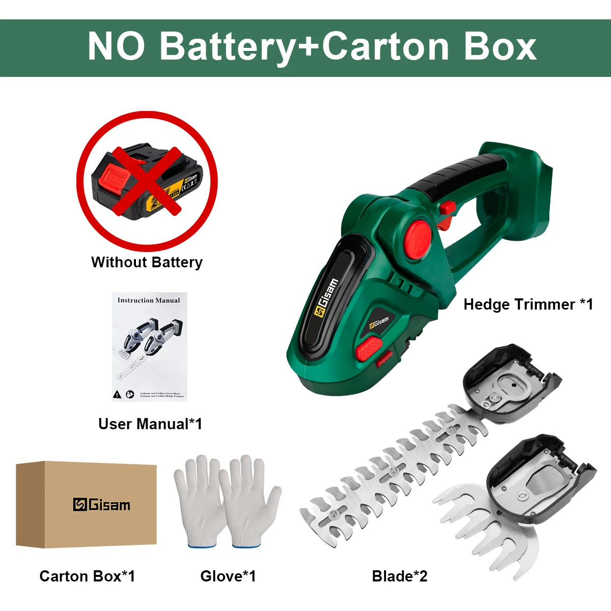 Taille-haies électrique 2 en 1 Gisam, 20 000 tr/min, tondeuse à gazon portative domestique, cisaille de jardin, outil électrique pour batterie Makita 18 V
