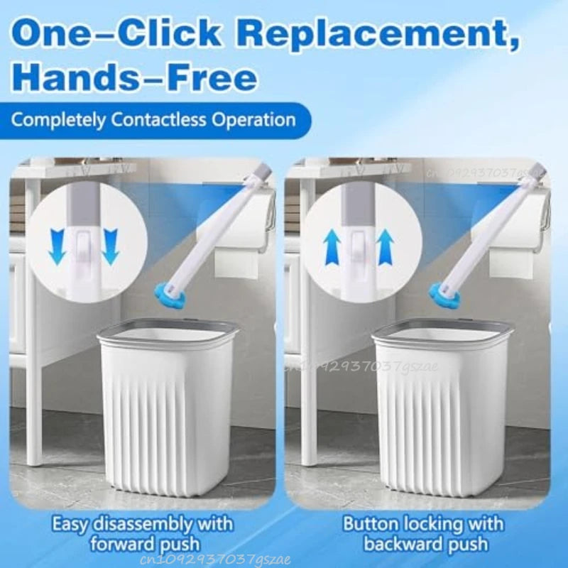 Upgrade Toilet Brush Kit with Disposable Replacement Heads Long-Handle Hygienic Bathroom Cleaning Brush for Home WC Accessories