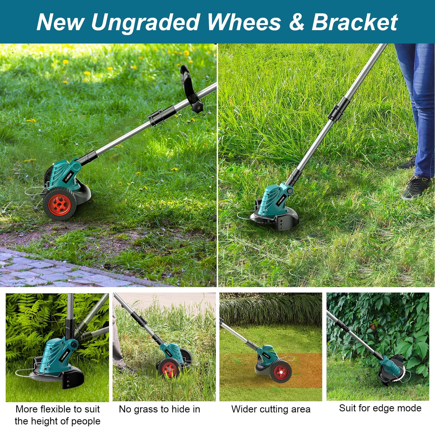 Gisam 8 Inch Brushless Electric Lawn Mower Cordless Grass Trimmer Adjustable Garden Cutter Power Tool For Makita 18V Battery Pin