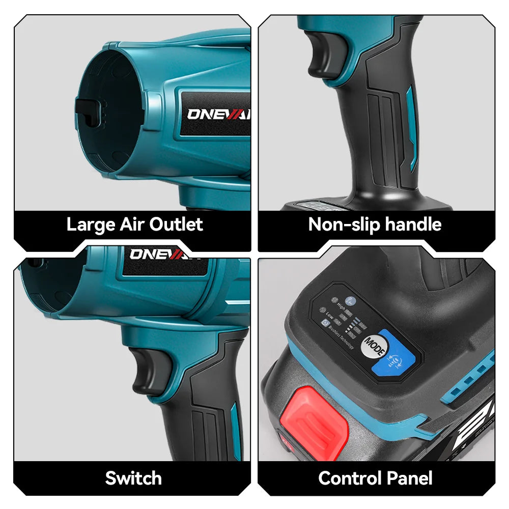 ONEVAN Brushless 300000RPM Electric Air Blowers Turbo Blower 350M/S Leaf Blower Dust Blowing Tool for Makita 18V Battery Pin