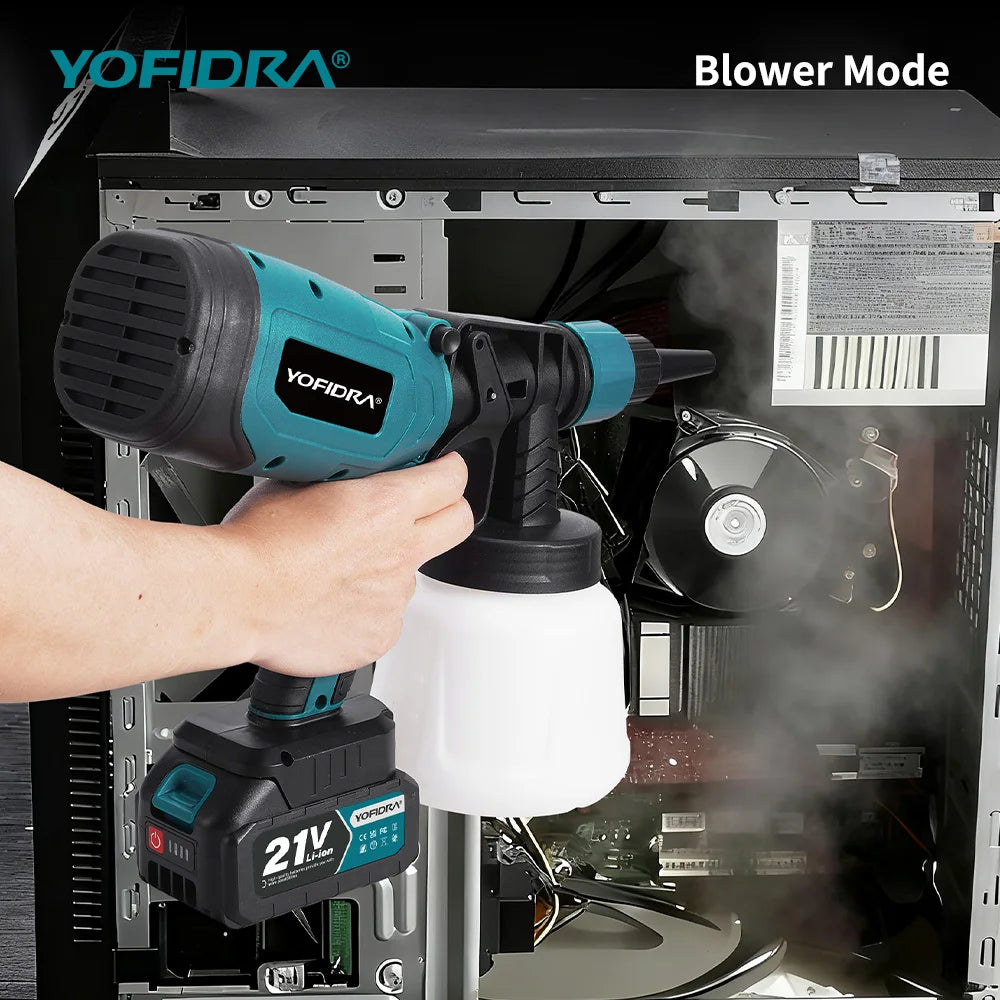 YOFIDRA 1000ML Elektrisch spuitpistool 66000RPM Snoerloze verfspuit Auto staalcoating airbrush elektrisch gereedschap voor Makita-accu