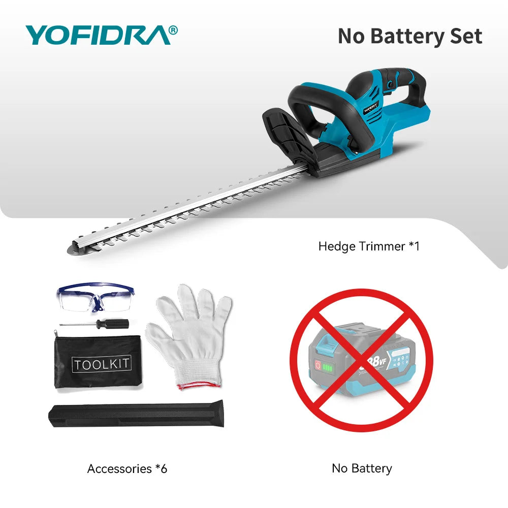 YOFIDRA Taille-haie électrique sans fil 2000 W 15 000 tr/min, scie d'élagage, tondeuse à gazon, outils de jardinage pour batterie Makita