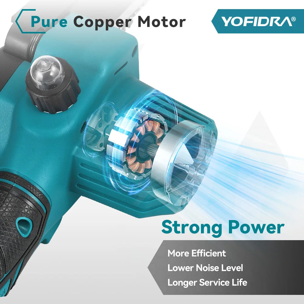 YOFIDRA 6 Inch Electric Chainsaw 30000RPM Portable Chain Saw Garden Woodworking Cutting Power Tool for Makita 21V Battery Pin
