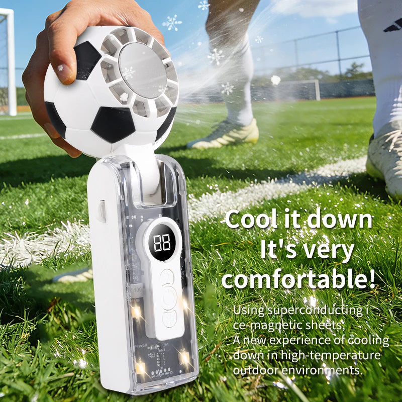Lenovo New Football Ice Fan Handheld Display Portable Violent Folding Transparent Mech Fan