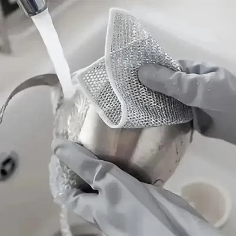 1-100pcs Magic Rag Silver Wire Cleaning Kitchen Cloth Thickened Microfiber Face Wash Towel Built-in Steel Wiping Rag