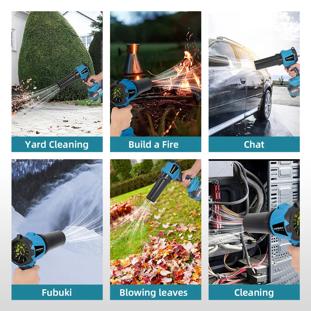 YOFIDRA 350M/S 3000W Brushless Electric Turbo Fan Blowers Cordless Jet Fan Leaf Snow Blowing Tools For Makita 18V Battery Pin