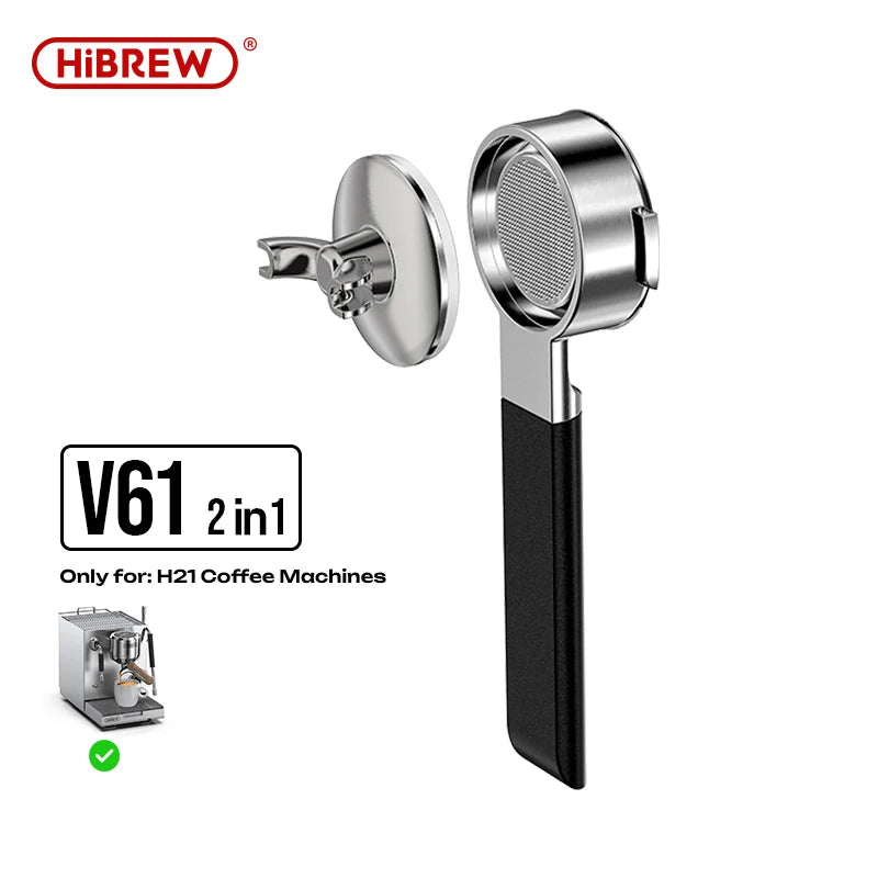 HiBREW V61 58MM Espresso Bottomless Portafilter 2in1 Double Spout with Filter Basket For H21 Espresso Machine