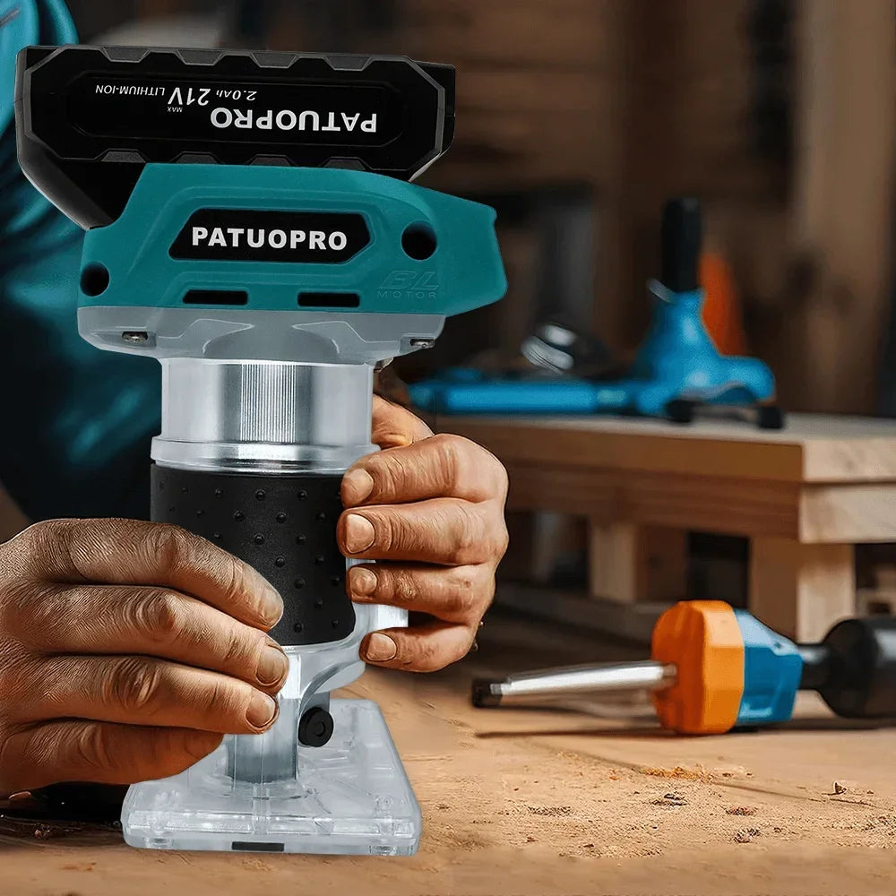Défonceuse électrique portative sans fil à 5 vitesses, 30 000 tr/min, pour le travail du bois, la gravure et le rainurage (pinces de 6/6,35/8 mm), compatible avec batterie Makita 18V