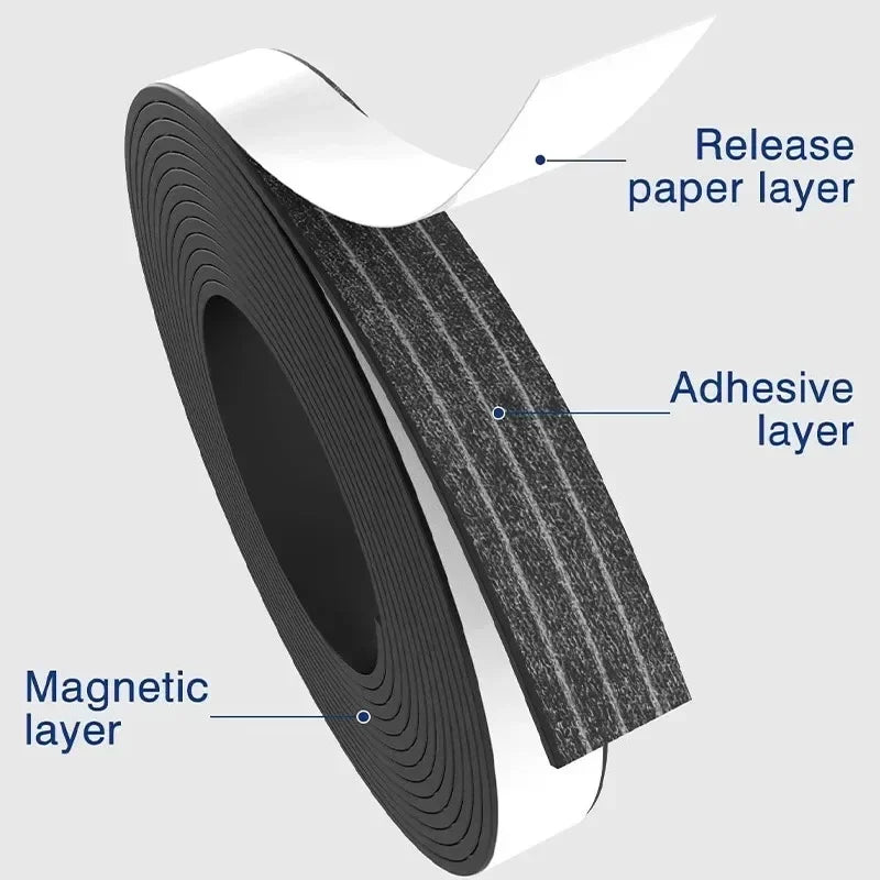 Self Adhesive Magnet Strip Tape Rubber Refrigerator Flexible Magnetic Strip Home DIY Powerful Photo Poster Fridge Magnets Roll