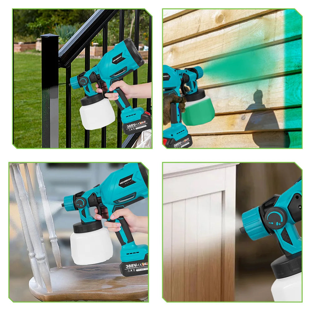 NEWBENY 1200ML Electric Spray Gun Portable Paint Sprayer Auto Furniture Coating Airbrush Power Tool For Makita Battery Pin