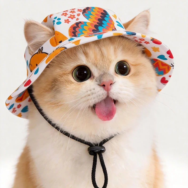 djustable Pet Dog Sun Hat Cute Printed Cat Bucket Hat for Lightweight Pet  Cap for Small Medium Dogs Cats Outdoor Pet Cap