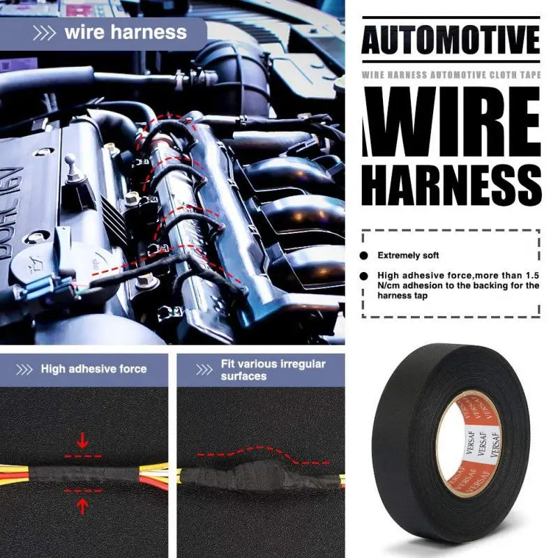 Electrical Tape Heat Resistant Harness Tape Insulation Automotive Fabric Cloth Tape Waterproof Noise Resistance Adhesives-Tape
