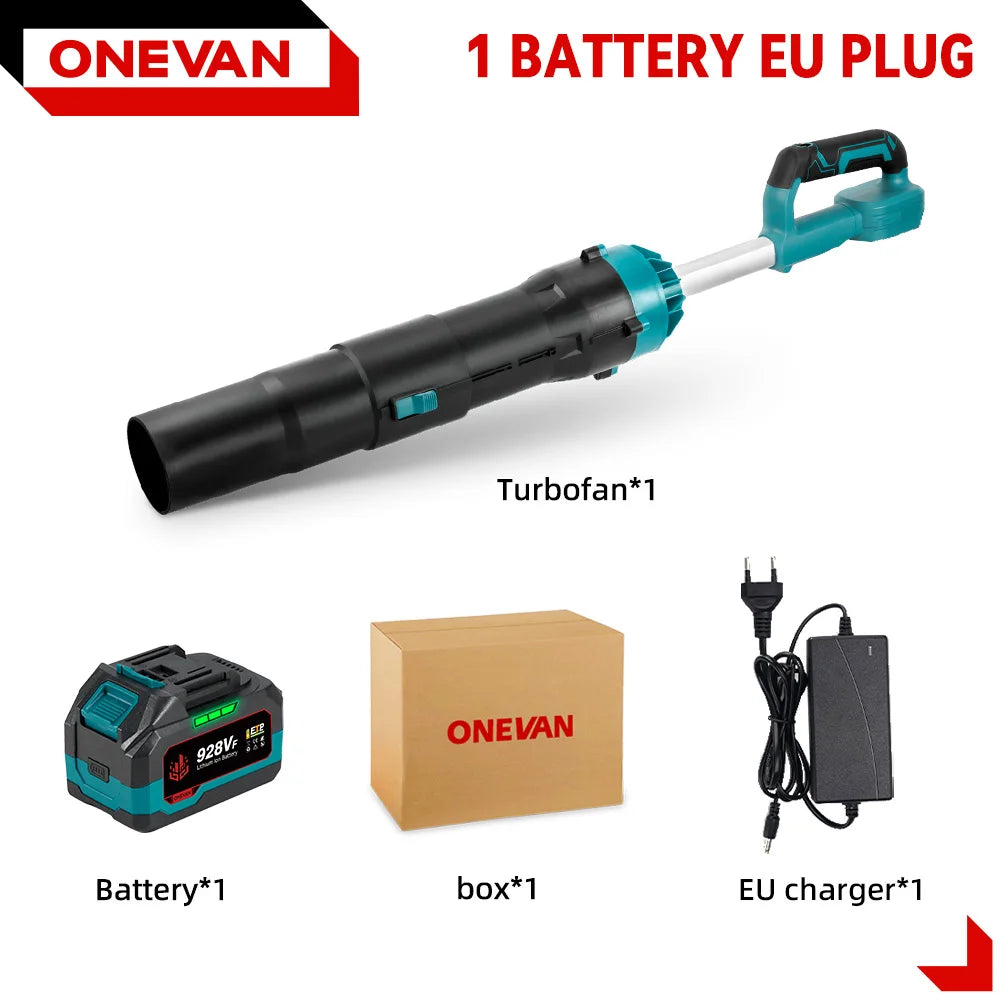 Souffleur électrique à jet turbo ONEVAN sans balais 8000W, 400M/S, souffleur d'air sans fil pour dépoussiérage, compatible avec batterie Makita 18V