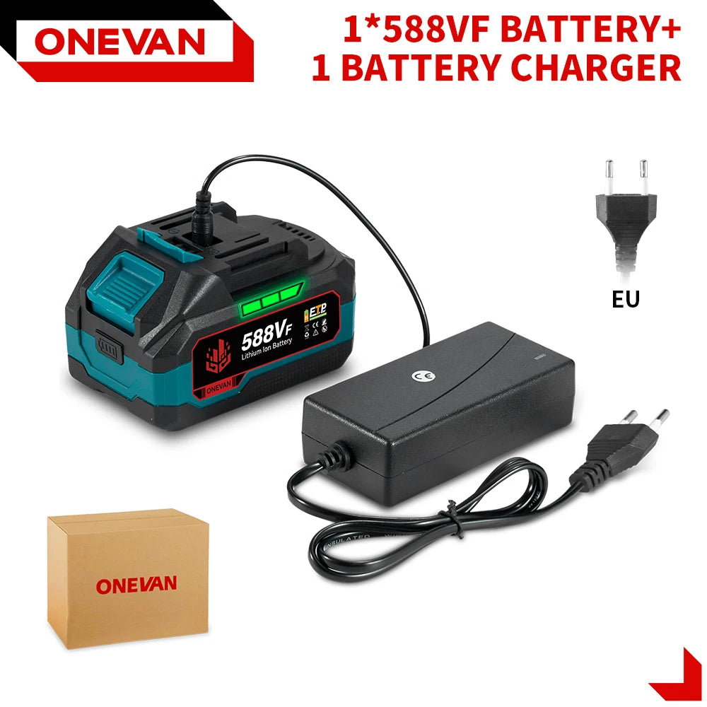 Batterie Lithium-ion rechargeable ONEVAN 21V 588VF 22900mAh pour outils électriques à clé à chocs, compatible avec les batteries Makita 18V