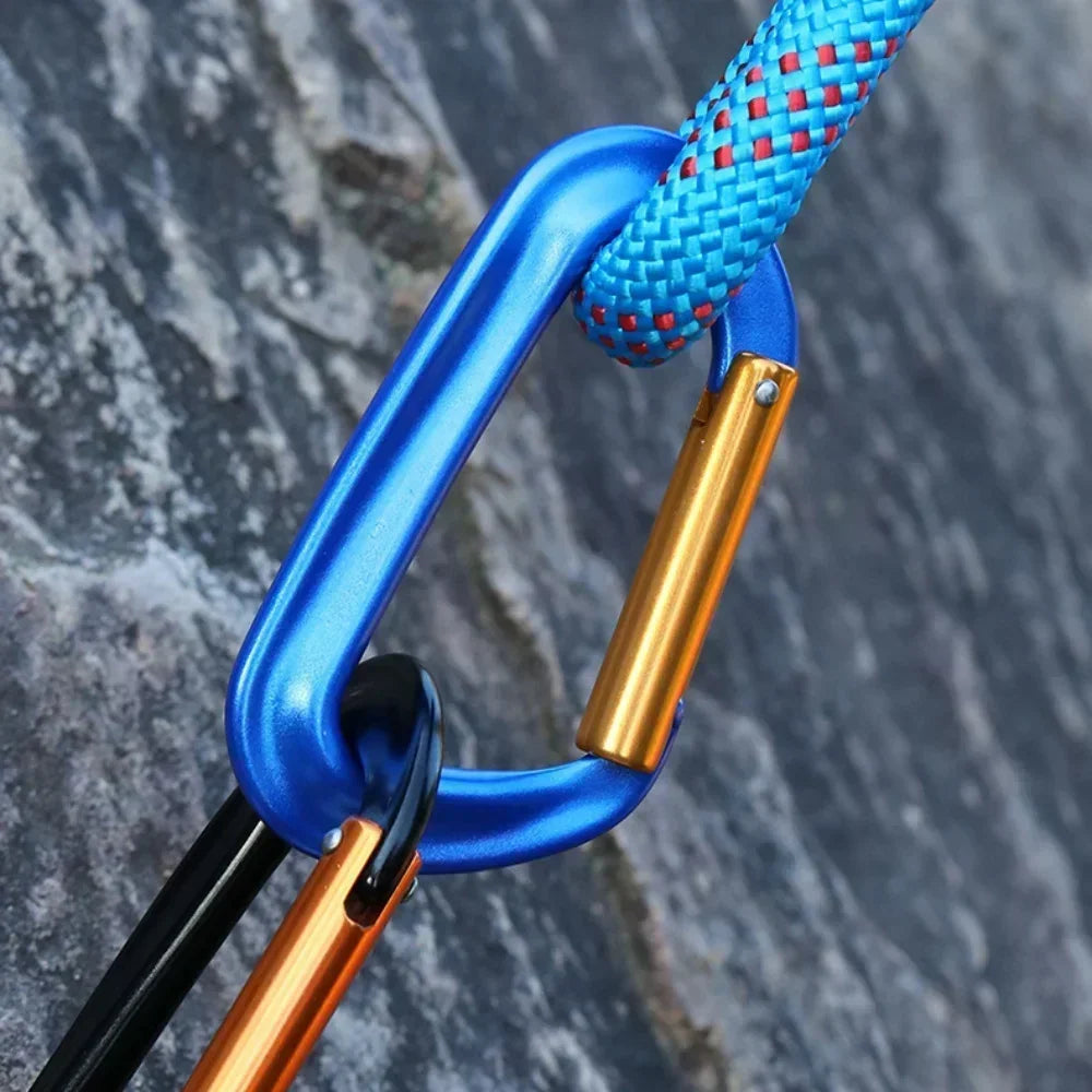 12kN D-Shaped Aluminum Alloy Carabiner with Screw Lock, Heavy Duty Rock Climbing Lock for Outdoor Hiking Camping Backpacking