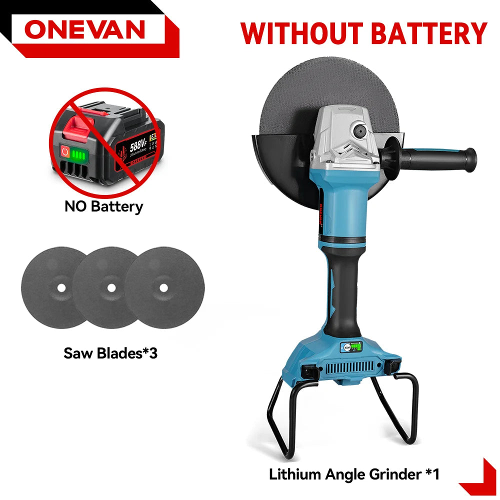 Meuleuse d'angle électrique sans balais ONEVAN 180 mm 5000 W M14, machine de découpe sans fil, outil de menuiserie pour batterie Makita 18 V