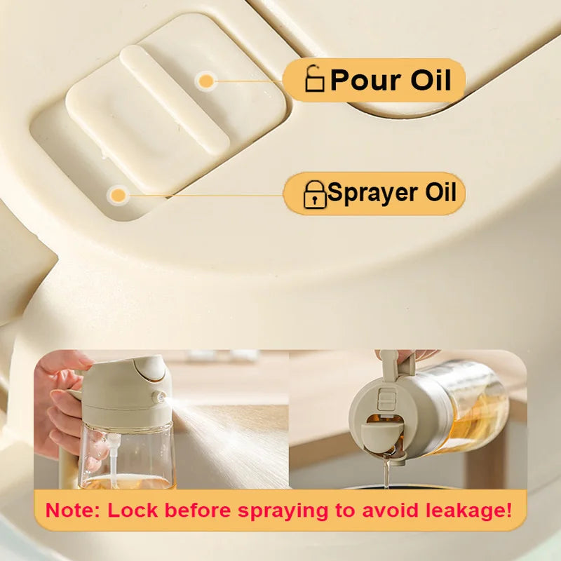 2in1 500ml Plastic Spray Oil Sprayer Bottle Spray Oil Dispenser Oil Jar Cruet BBQ Kitchen Baking Roasting Picnic Kitchen Tool