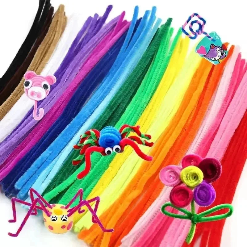 Creative Wires Chenille Wire Pipe Cleaners Colorful Chenille Stems DIY Plush Stem Wired Twist Stick Hair Strip Kid Handmade