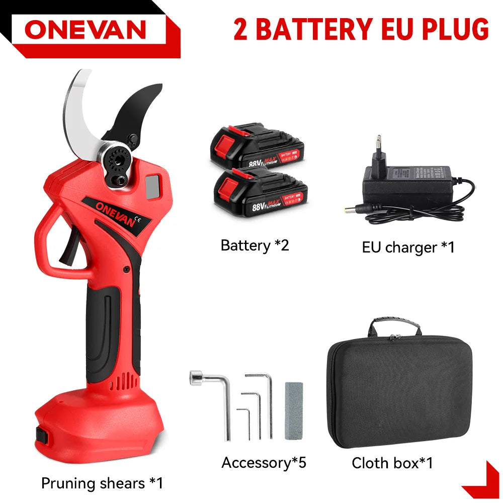 ONEVAN Borstelloze 55MM Elektrische Snoeischaar 2-Snelheden Elektrische Schaar Boomtakken Tuin Elektrisch Gereedschap voor Makita 18V Batterij Pin