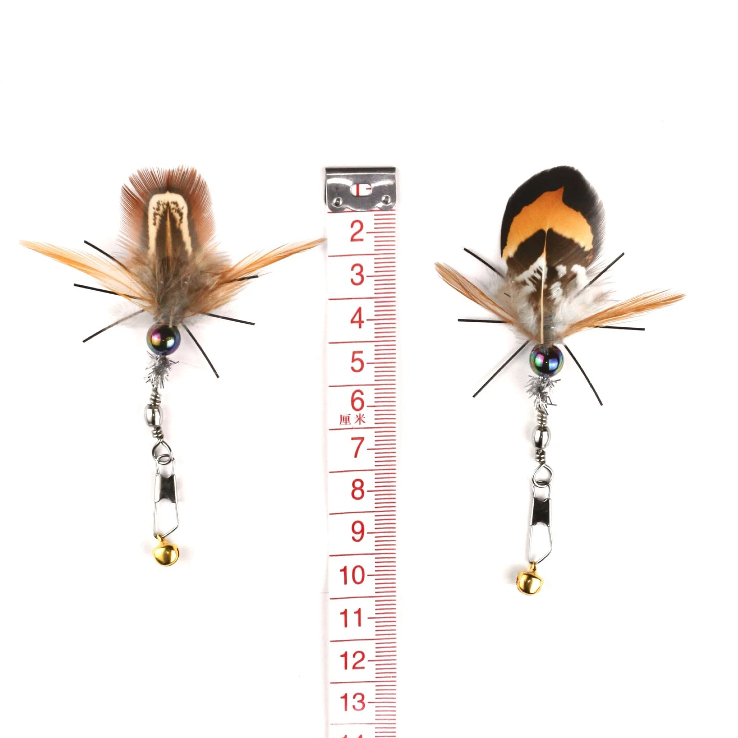 3pcs/4pcs Artificial Insect Cat Teaser Stick Accessories Brown Feather Replacement Head Kitten Pet Toy Wand