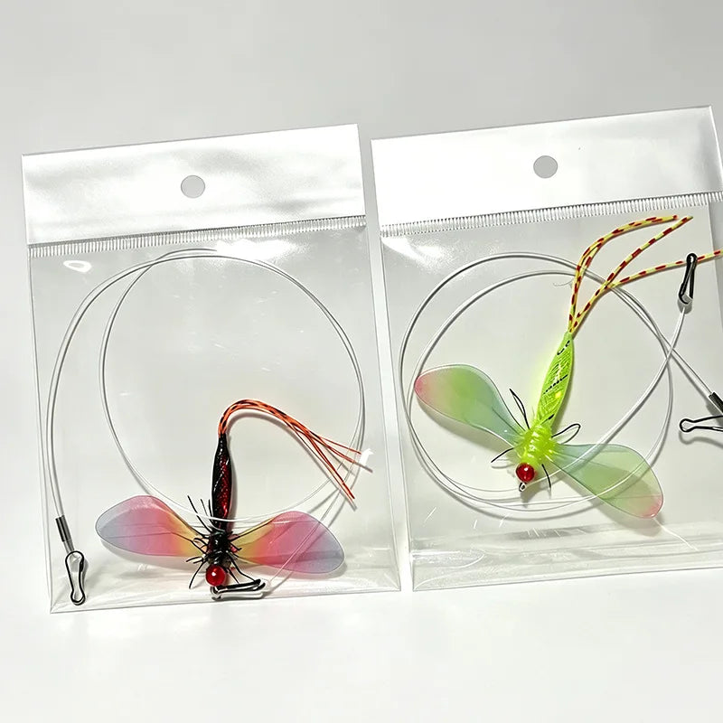 2pcs Colored Dragonfly Artificial Insect Cat Toys Cat Teaser Replacement Head Pet Toys Accessories