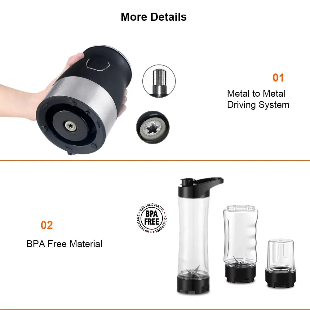 BioloMix 500W Portable Blender BPA Free 600ml Personal Mixer with Chopper Bowl Meat Grinder Baby Food Maker