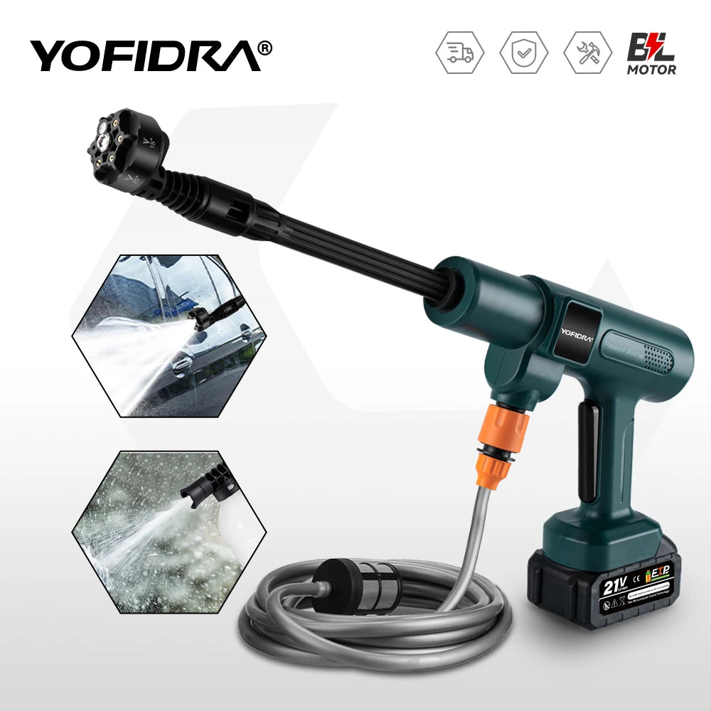 Pistolet nettoyeur haute pression sans balais 6 en 1 YOFIDRA 3500W, nettoyeur à eau à vitesse réglable, ensemble d'outils électriques pour batterie Makita
