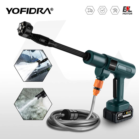 YOFIDRA 6 IN 1 Brushless High Power Car Washer Gun 3500W Adjustable Speed Water Cleaner Power Tool Set For Makita Battery Pin