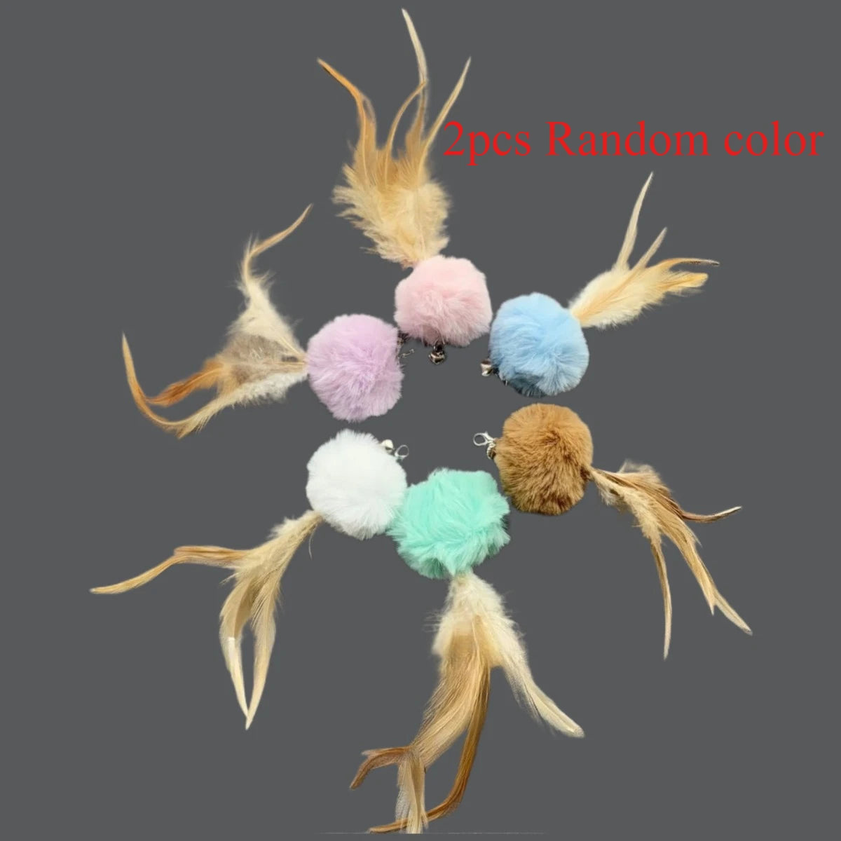 2 jouets pour chat en forme de bâton plume et balle en peluche, couleurs aléatoires, têtes interchangeables, jouet interactif pour chaton