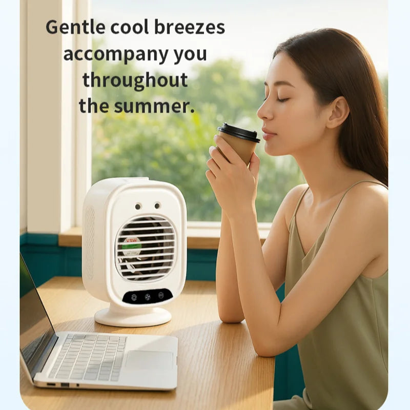 Lenovo Car Portable Small Air Conditioner Spray Fan Office Desktop Usb Charging Small Air Cooler Dormitory 3-gear Regulating Fan