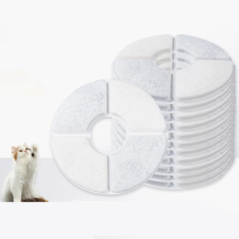 6/10PCs Cat Water Fountain Filters Round Replacement Activated Carbon Filter for Cat Dog Water Drinking Fountain Cat Accessories
