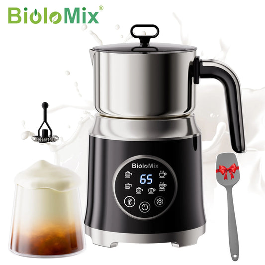 BioloMix 6-in-1 Detachable Electric Milk Frother Steamer - Automatic Hot Cold Foam Maker for Coffee And Hot Chocolate