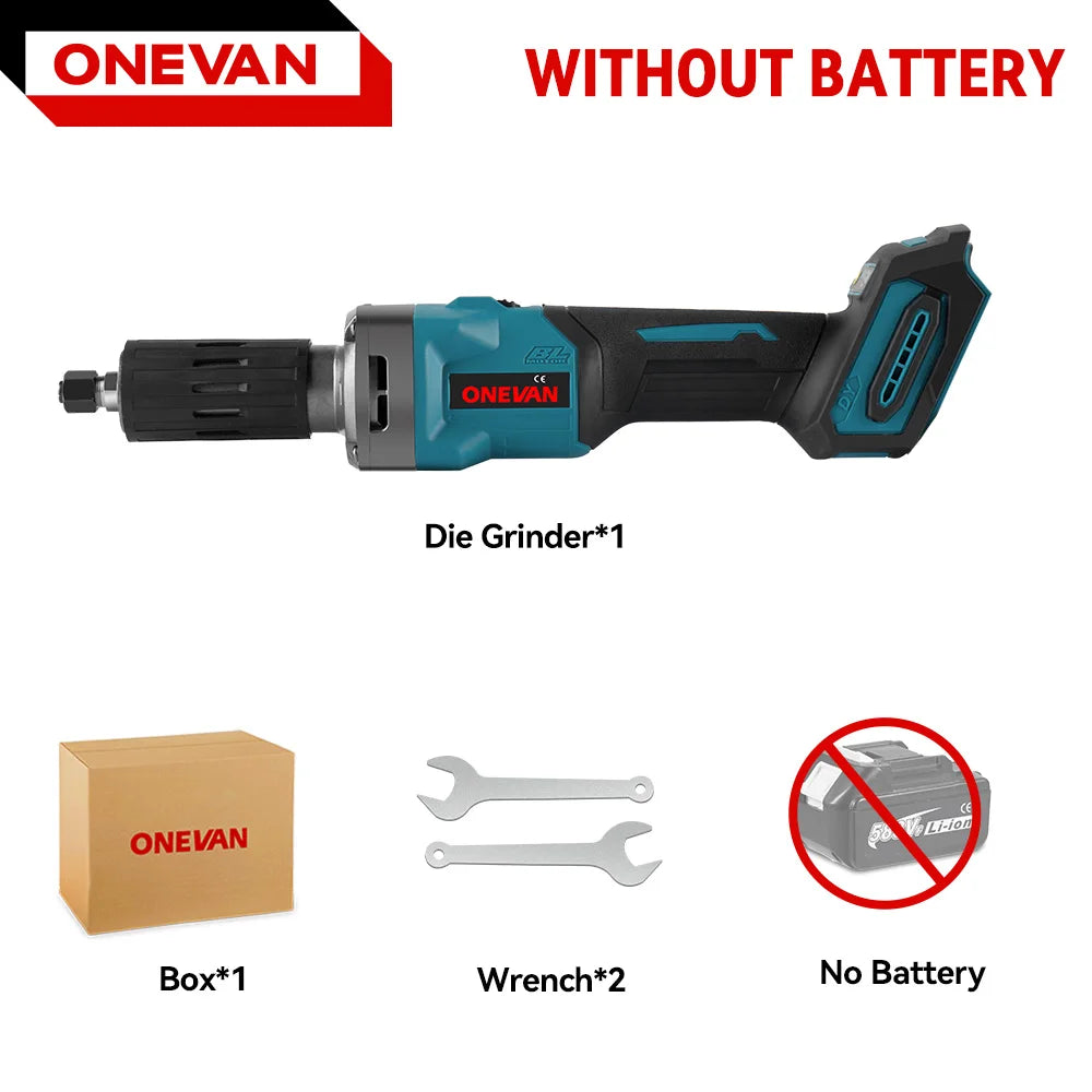 ONEVAN 35000RPM Borstelloze Elektrische Rechte Slijpmachine 2000W 4 Versnellingen Instelbaar Snoerloos Polijst Roterend Gereedschap voor Makita 18v Accu Pin