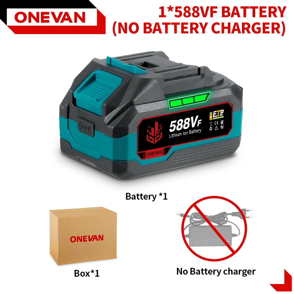 Batterie Lithium-ion rechargeable ONEVAN 21V 588VF 22900mAh pour outils électriques à clé à chocs, compatible avec les batteries Makita 18V
