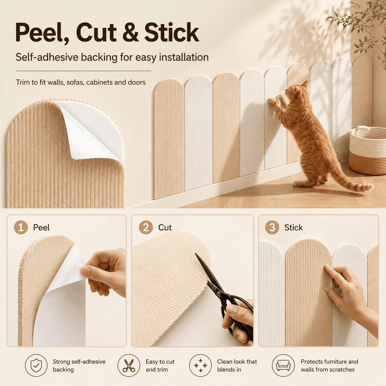 Cat Scratcher Cat Scratching Boards Self Adhesive Felt Furniture Protector Mat for Sofa Door Wall Cat Supplies
