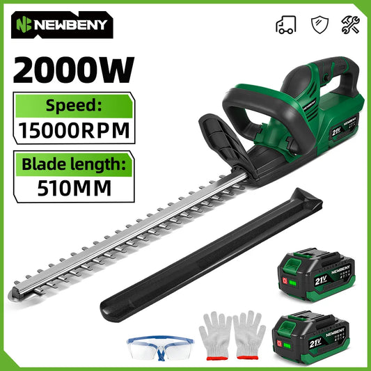 NEWBENY 510MM 2000W Electric Hedge Trimmer 15000RPM Garden Landscaping Pruning Trimming Power Tool For Makita 21V Battery Pin