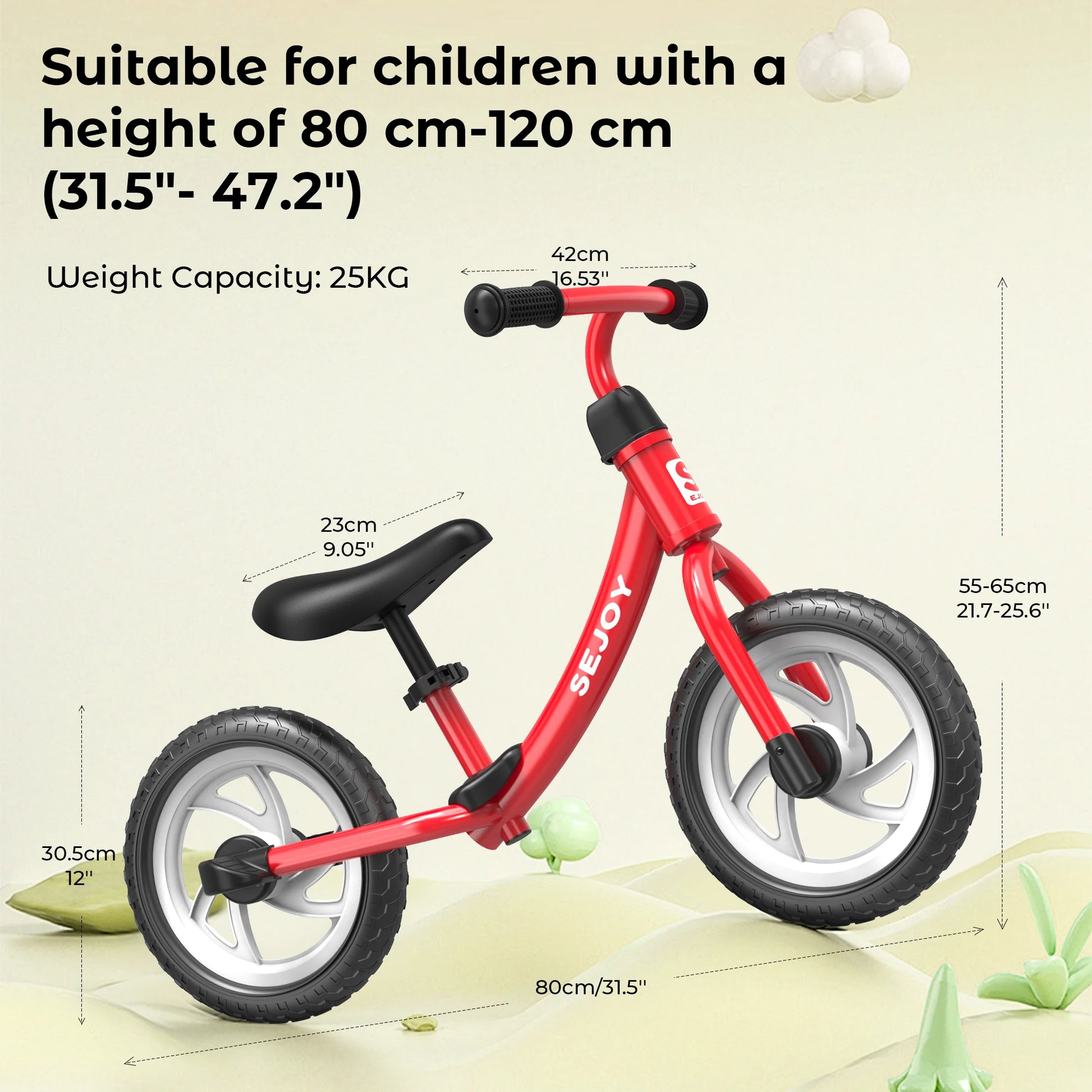 SEJOY Balance Bike for Kids - 12" Wheels, Adjustable Saddle, Perfect Outdoor Toy for Ages 3-6 Years Old - Quality Shopping Centre