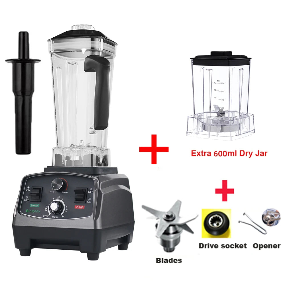 BioloMix 2200W 3HP High Power Blender with Timer Feature 2L BPA Free Jar Ideal for Smoothies Juices Food Prep and Ice Crushing