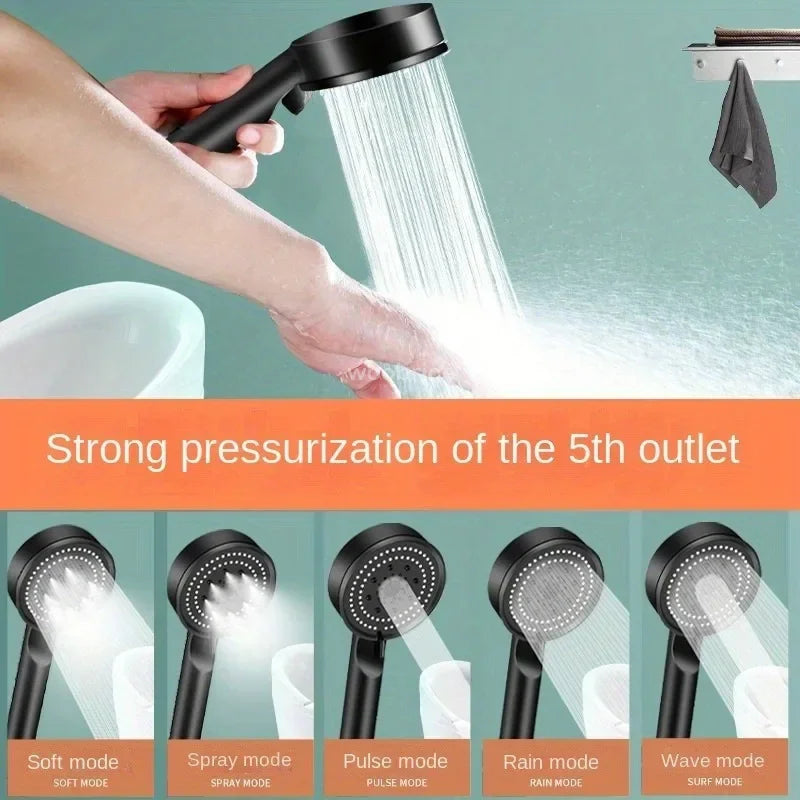 5 Modes Shower Head High Pressure Shower Head Water Saving  Adjustable High Pressure Shower Head Set Bathroom Accessories