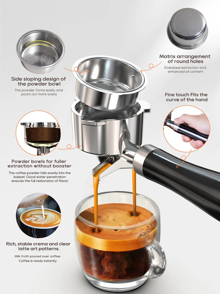 HiBREW 20Bar Halfautomatische Espressomachine Temperatuur instelbaar Koud/Warm Superdun Koffiezetapparaat Cappuccino H10B