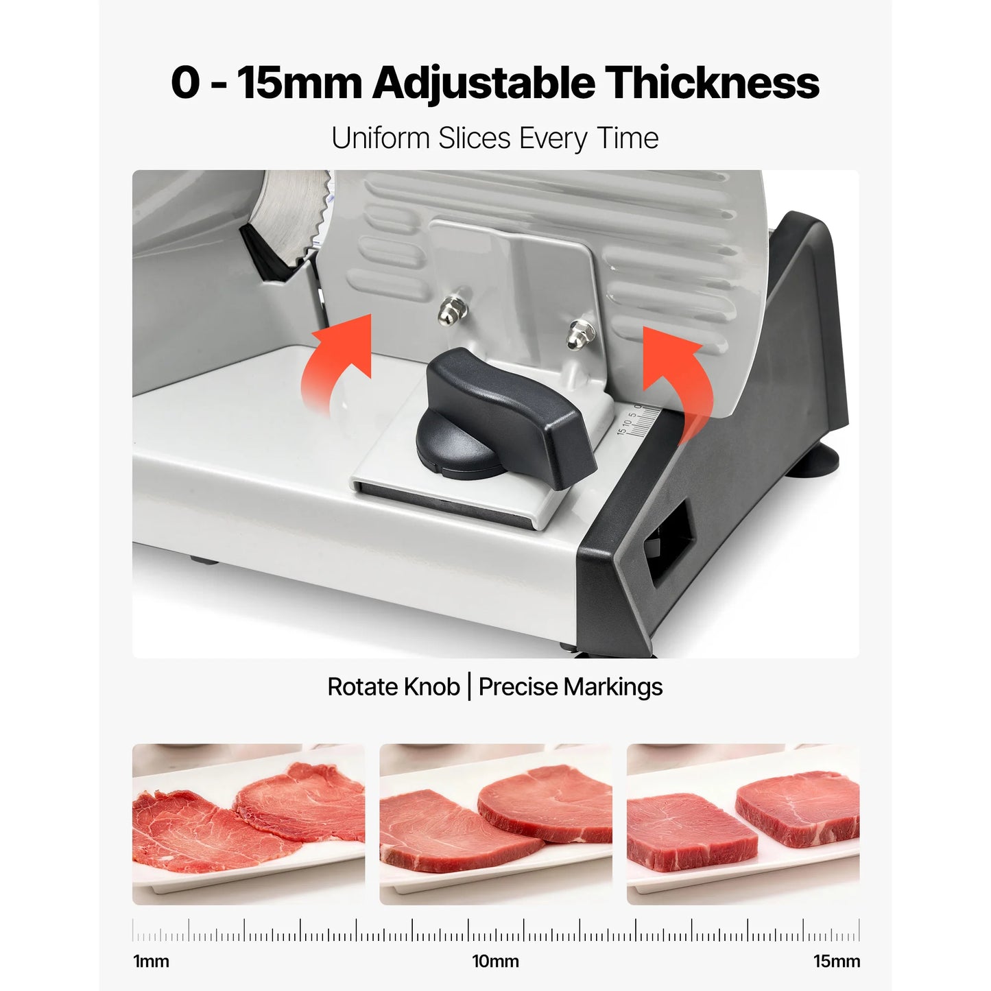 SucceBuy 7.5 inch Meat Slicer Electric Deli Slicer Machine 0-0.6 inch Thickness Home Food-Slicer for Meat, Ham, Baguett, Steak
